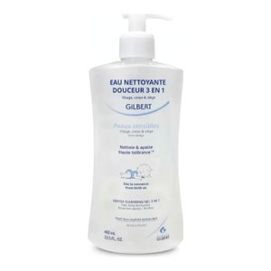 Gilbert Eau Nettoyante Douceur 3 en 1 - Nettoyage et Apaisement - Pour Bébés Peaux Sensibles - 400ml - Fabriqué en France