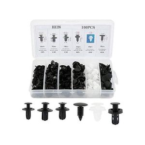 Kit de 100 Agrafes de Fixation en Plastique pour Voiture – Clips Universels pour Garnitures, Pare-chocs et Portières