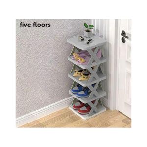 Offre RamadanPorte-chaussures 5 couches, simple, étroit, tagère à chaussures Gris