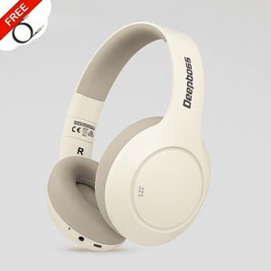 Deep Bass Casque Bluetooth R21 Beige – Son stéréo HD + Câble auxiliaire offert