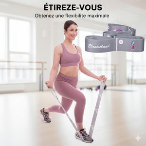 Dynamic Élastique de Gymnastique et Yoga Réglable – Bande de Stretching Full Body avec 14 Exercices - Sangle de Flexibilité pour Renforcement, Étirements et Mobilité