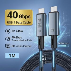 كابل USB C إلى USB C بقدرة 240 واط سرعة 40 Gbps ودعم فيديو 8K طول 1 متر