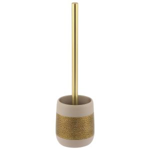 Brosse WC - Polyresine et Dore Mat - Nettoyage Efficace - Beige et Doré