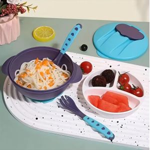 Set de Vaisselle Bébé – Ensemble Bol d'Alimentation avec Couvercle, Cuillère et Fourchette