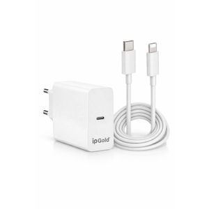 Ip Gold Chargeur Rapide 30W GaN USB-C PD avec Câble USB-C vers Lightning