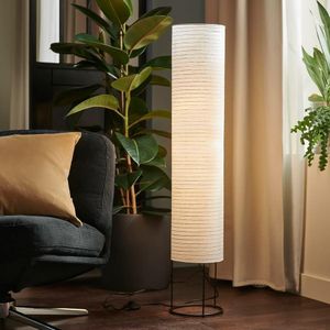Lampadaire noir e blanc en papier de Riz / fait main , 112 cm 