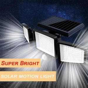 Lumières extérieures solaires télécommande 3 têtes lumières de capteur de mouvement IP65 étanche