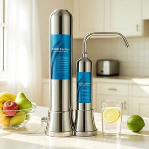 Filtre à Eau Purificateur en Acier Inoxydable pour Robinet de Cuisine - Installation Facile & Double Filtration Inox Anti-Chlore Efficace