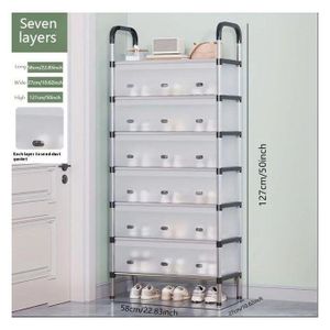 Étagère à Chaussures 7 Niveaux avec Porte Anti-Poussière – Grande Capacité, Rangement Modulable, Structure Métallique Solide