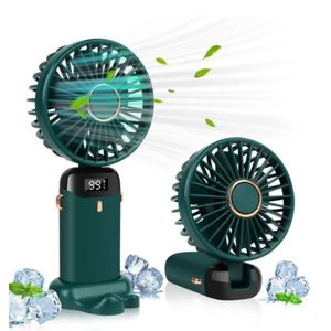 Mini Ventilateur Portable USB Pliable avec Écran LED - Vert ou noir - Support Smartphone & Tour de Cou Intégré