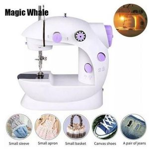 ماكينة خياطة صغيرة محمولة قابلة للتعديل بسرعتين خيط مزدوج مع دواسة