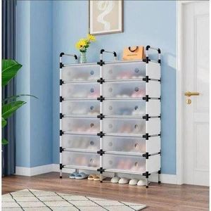 Étagère à chaussures 2 rangées et 7 niveaux – Grande capacité et protection anti-poussière