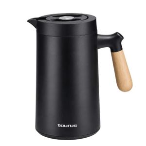 Taurus Melody Cafetière Isotherme 1L en Acier Inoxydable Noir avec Poignée en Bois