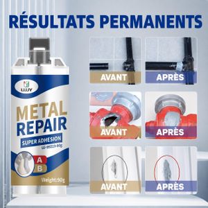 Colle Époxy Métal AB 90 g – Réparation Ultra Résistante pour Métal, Tuyaux, Réservoirs et Moteurs