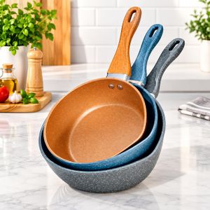 Set de 3 Casseroles Antiadhésives Effet Granité  16, 18 et 20 cm