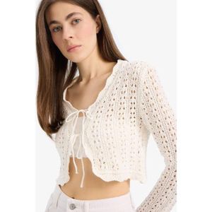 Defacto Cardigan Femme coupe regular en coton - Écru - E7134AX.