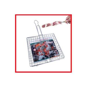 Lamacom Grille Viande pour Barbecue - Grille viande bombée carrée.