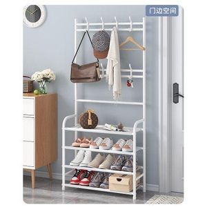 rangement chaussures et vêtements  4 étages porte-chapeaux manteaux métal 6 Crochets