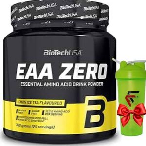 BioTechUSA BioTech EAA Zero usa  Acides aminés essentiels 7160mg EAA portion Ratio recommandé par l'OMS  Sans sucre, sans gluten, 350g+shaker gratuits