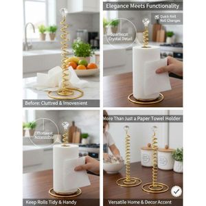 Porte-Essuie-Tout Design avec Sommet en Cristal Étincelant – L’Élégance au Cœur de Votre Cuisine