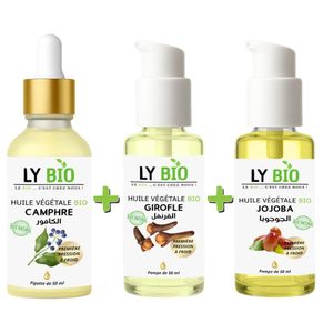 LY BIO PACK HUILE CAMPHREE 50ML - PIPETTE + HUILE GIROFLE 50ML - POMPE + HUILE JOJOBA 50ML - POMPE