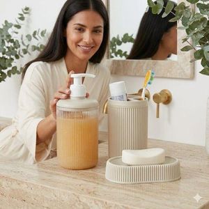  3 Kit accessoires lavabo design nervuré 
