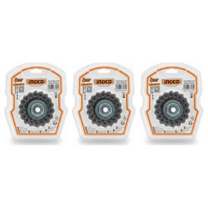 Ingco Lot de 3 - Brosse Métallique Torsadée - 75mm (3") - Pour Meuleuse d'Angle - Accessoire Outil Électrique