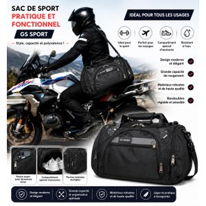 Sac de Sport GS Sport - Grande Capacité avec Compartiment à Chaussures - Noir et bleu.