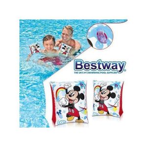 Bestway Brassards de nage Mickey Mouse multicolore – Vinyle résistant, 2 chambres à air, pour enfants 3-6 ans