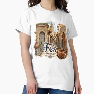 Sticker Fès Maroc Médina Culture Vintage T-shirt blanc Bonne qualité 