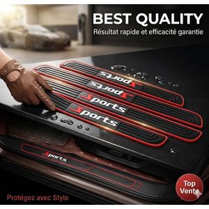 Plaques de Seuil de Porte Voiture 3D Fibre de Carbone – Lot de 4 Autocollants Protecteurs Anti-Rayures en PVC Souple
