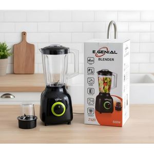 E.GENIAL  Blender électrique multifonction 1000W, mixeur cuisine avec bol en verre 1,5L, blender smoothie, moulin à épices, appareil polyvalent