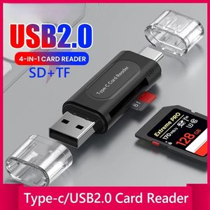 Lecteur de cartes multifonctionnel haute vitesse Type-C/USB2.0, lecteur de cartes mémoire SD/TF pour ordinateurs, voitures, compatibilité universelle