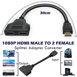 Câble répartiteur HDMI 1080P HD, double port, 1 entrée 2 sorties, adaptateur HDTV mâle à femelle pour ordinateur portable, boîtier TV, moniteur