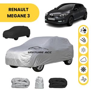 Bâche voiture imperméable double face – Protection complète contre pluie, soleil et poussière + sac offert ( RENAULT MEGANE 3 )