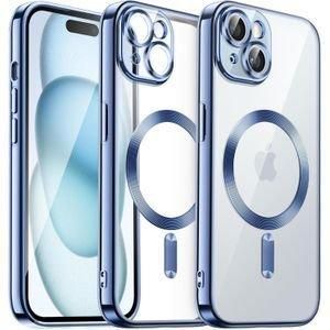 Case Pochette Souple Liquid pour IPhone 15 transparent MagSaf anti-collision -bleu