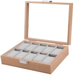 Boîte à Montres en Bois avec 10 Compartiments, Coffret idéal rangement