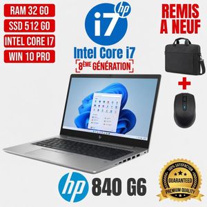 Hp PC PORTABLE  ELITEBOOK 840 G5 8ÉME GÉN-CORE I7-32Go-512 Go SS-AZERTY-Remise à neuf