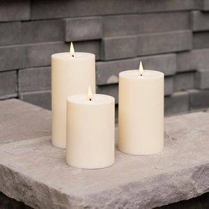 Set 3 Bougies LED Flamme Vacillante à Piles 3 Tailles - Fausses Bougies Décoratives Ivoire Sans Flamme Réelle Salon Mariage Table