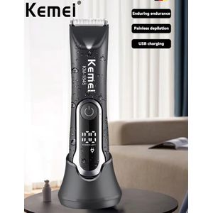 Kemei KM-1845 Tondeuse Sans Fil étanche, RasoirZones intimes, tondeuse à cheveux Ecran LCD professionnelle sans fil rechargeable par USB