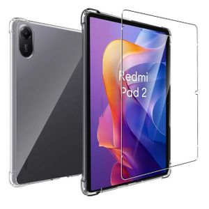 Cover étui pochette coque arrière transparente angle renforce pour Xiaomi redmi pad 2  avec Antichoc en verre 