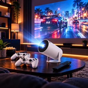 Vidéoprojecteur Gaming 2-en-1 avec 2 Manettes Sans Fil 2.4G