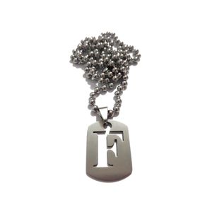 Chaine Maille Boule 2.4mm Plaque Militaire Avec Lettre F (Taille Petite) - Acier Inoxydable