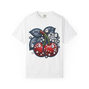 CAPRI T-Shirt Graphic "Glamour Leather & Rhinestone Cherries" – 100% Coton Premium Cute Aesthetic Unisex