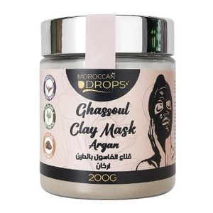 MOROCCAN DROPS Ghassoul à l’Huile d’Argan 200ML – Soin Naturel Purifiant & Nourrissant pour le Visage et le Corps