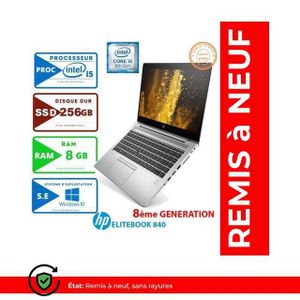 Hp PC PORTABLE  ELITEBOOK 840 G5 8ÉME GÉN-CORE I5-8Go-256 Go SSD-Remise à neuf