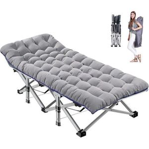 Lit de Camp Pliant Ultra Confortable avec Matelas en Coton Épais Plus Sac de Transport - Idéal pour Camping -