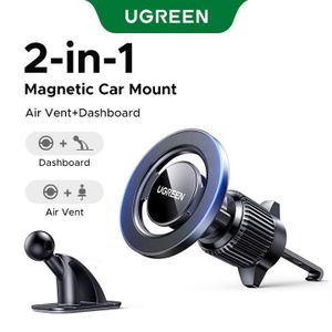 Ugreen Support Téléphone Voiture Magnétique 2-en-1 (Grille d'Aération & Tableau de Bord)