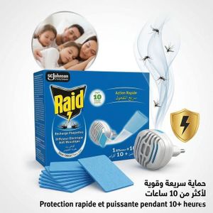 Raid Diffuseur Électrique Anti-Moustiques à Plaquettes – Répulsif Insectes, Appareil Anti-Moustique pour Maison, Chambre, Cuisine, Barbecue, Camping et Usage Professionnel – Protection Contre Moustiques et Insectes
