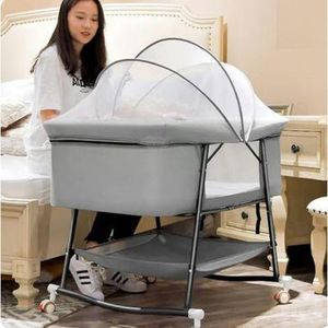 Lit Bébé Voyage Pliable, Berceau Portable avec Moustiquaire Intégrée, Lit Bébé Double Sens, Panier de Rangement, Lit Bébé Sécurisé et Confortable pour Voyage et Maison